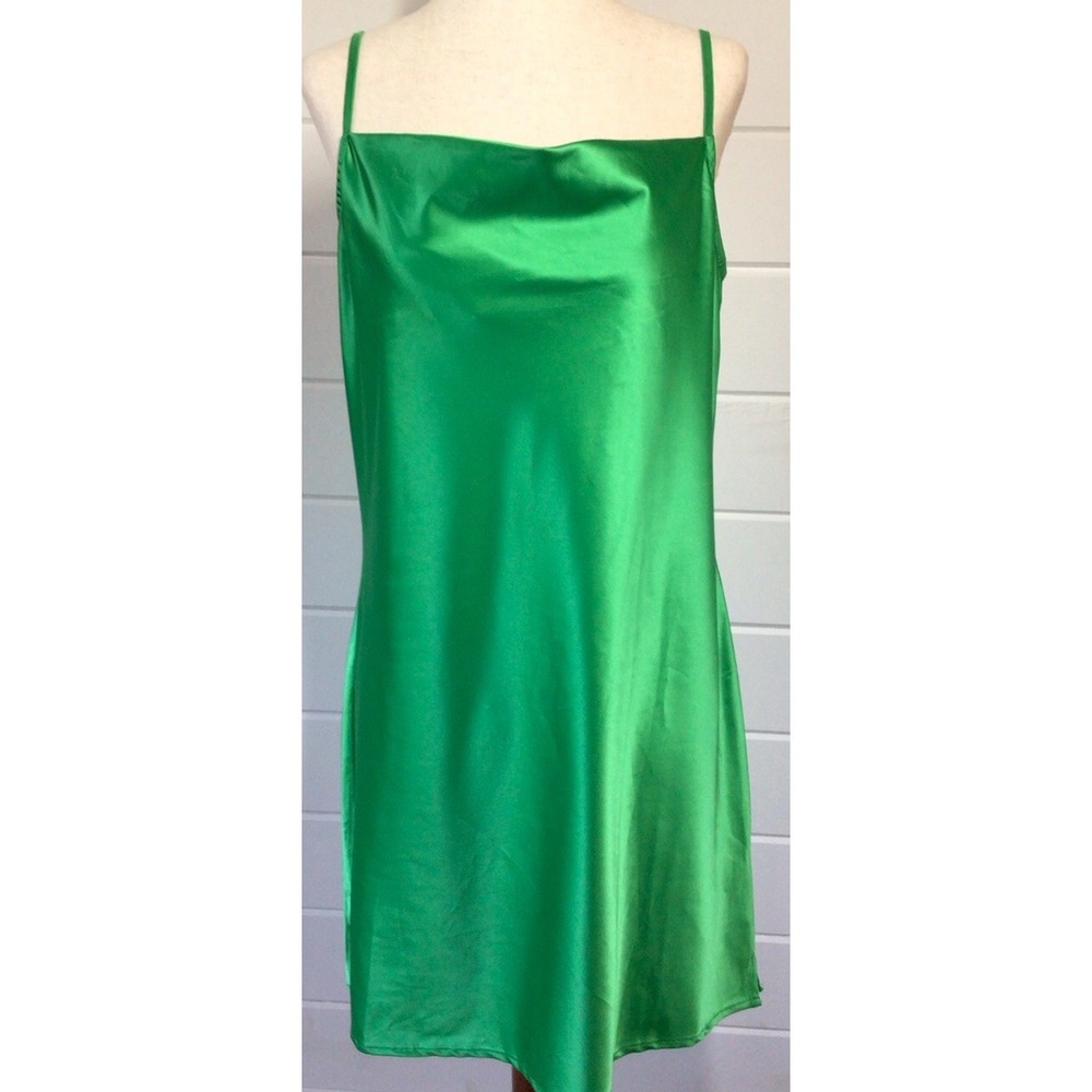 Revolve Heiress LA NWT Green Satin Slip Dress Size Large